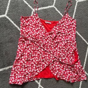 Reformation red and white floral wrap mini dress